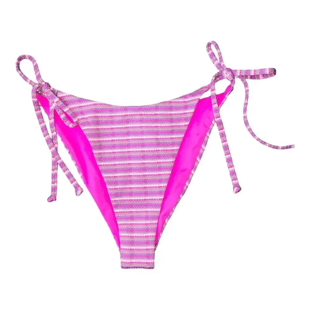 L*Space Bikini Swimsuit Brittany Top Lennox Bottom Electric Pink Stripe XL NWT